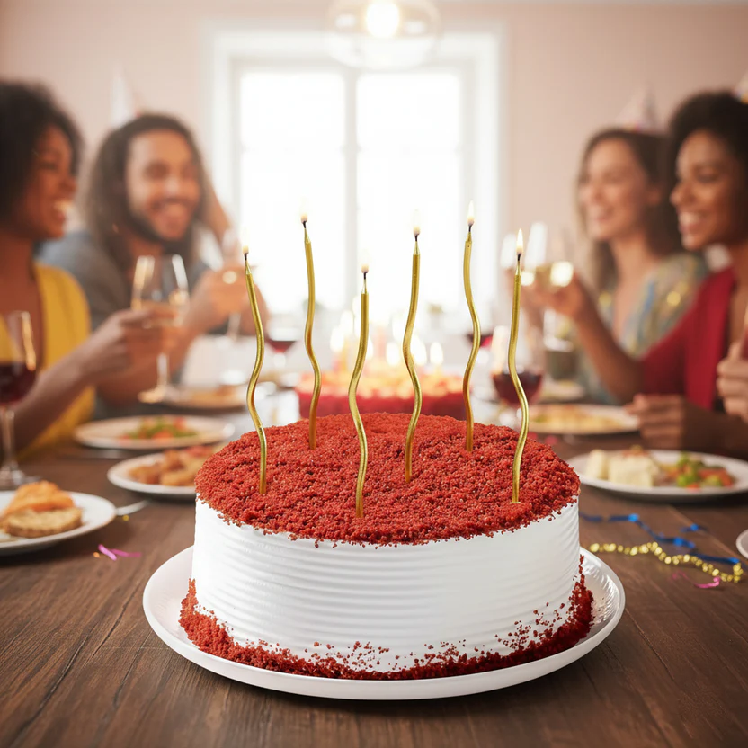 SwirlCandleEgglessRedVelvetCreamDelightCake Swirl Candle Eggless Red Velvet Cream Delight Cake - Image 1